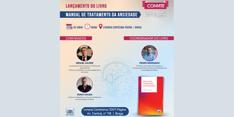 LIDEL anuncia novo livro "Manual de Tratamento da Ansiedade” O livro Manual de Tratamento da Ansiedade é uma leitura essencial para todos os profissionais que trabalham no campo da saúde mental. Sessão de lançamento do livro – Dia 20 de junho, pelas 18 horas na Livraria Centésima Página em Braga A editora LIDEL anuncia a publicação do livro “Manual de Tratamento da Ansiedade” com a coordenação de Pedro Morgado, Professor Associado de Psiquiatria e Comunicação Clínica da Escola de Medicina da Universidade do Minho. As perturbações de ansiedade são as doenças psiquiátricas mais comuns, podendo afetar ao longo da vida até 33% da população mundial. Em situações excecionais, como pandemias ou guerras, podem verificar-se prevalências ainda mais elevadas. Numa altura em que a sociedade tem trazido para o debate a importância de valorizar os problemas da Saúde Mental como forma a promover o bem-estar dos vários agentes da comunidade, surge o livro “Manual de Tratamento da Ansiedade” em que o coordenador, assente no conhecimento científico mais atual, percorre ao longo da obra as perturbações de ansiedade mais comuns, descrevendo as suas características clínicas, diagnósticos diferenciais, modos de evolução e as diferentes opções disponíveis de tratamento, em particular a farmacoterapia e a psicoterapia. O livro inclui as alterações do CID-11 – Classificação Internacional de Doenças (11º Revisão) e aborda temáticas ligadas à doença mental como: da ansiedade sintoma à ansiedade doença; classificação e diagnóstico das perturbações de ansiedade; perturbação de ansiedade generalizada; perturbação de pânico; perturbações fóbicas; reações ao stress; farmacoterapia das perturbações de ansiedade e psicoterapia das perturbações de ansiedade A obra “Manual de Tratamento da Ansiedade” foi elaborada por um grupo de médicos psiquiatras de várias instituições nacionais, sendo uma ferramenta útil para todos os profissionais que trabalham no campo da saúde mental, como médicos, psicólogos, enfermeiros, terapeutas ocupacionais, assistentes sociais, entre outros, bem como para os leitores que pretendam atualizar o seu conhecimento acerca destas doenças psiquiátricas.